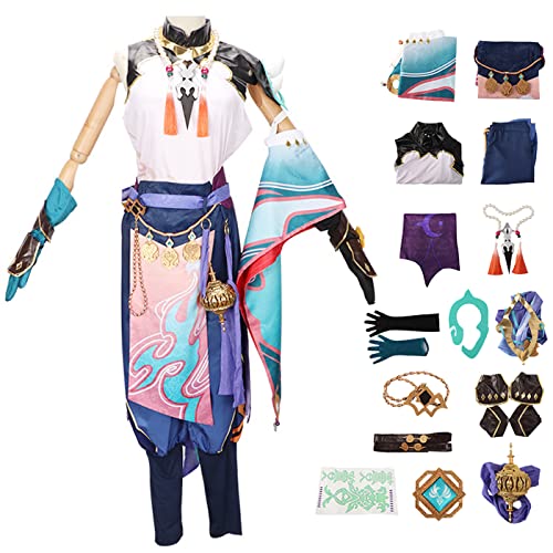 bi bi hou Genshin Impact Xiao Cosplay Kostüm Komplettes Set mit Perücke Genshin Xiao Cosplay Verkleidung Xiao Cosplay Uniform Halloween Karneval Party Bühnenauftritt Kostüm Erwachsene von bi bi hou