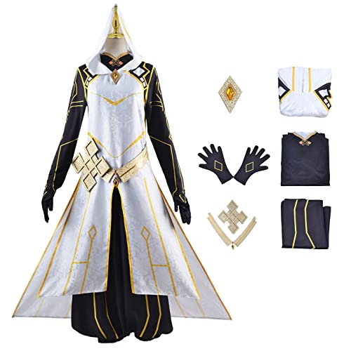 bi bi hou Genshin Impact Zhongli Cosplay Kostüm Komplettes Set mit Perücke Genshin Morax Cosplay Verkleidung Zhongli Cosplay Uniform Halloween Karneval Party Bühnenauftritt Kostüm Erwachsene von bi bi hou