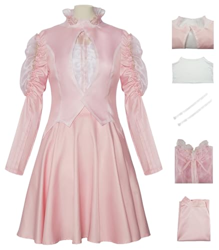 bi bi hou Glinda Cosplay Kostüm Wicked Hexe Glinda Verkleidung Hexen Kostüm Glinda Kleid Rosa Weihnachtstag Halloween Karneval Party Bühnenauftritt Kostüm Erwachsene von bi bi hou