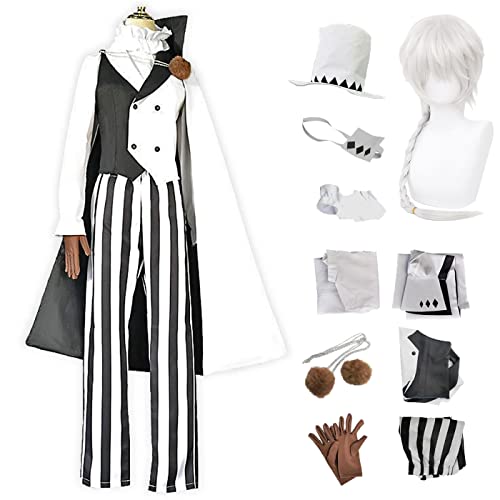 bi bi hou Gogol Nikolai Cosplay Kostüm Komplettes Set mit Perücke Anime Bungo Stray Dogs Cosplay Verkleidung Nikolai Gogol Uniform Halloween Karneval Party Bühnenauftritt Kostüm Erwachsene von bi bi hou