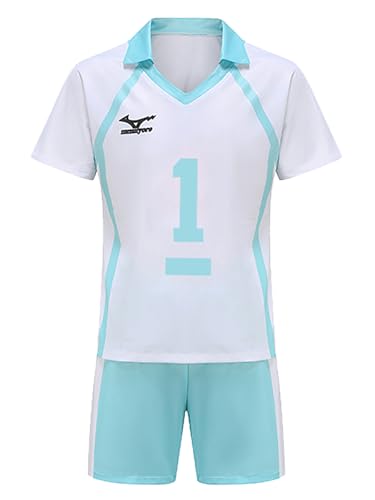 bi bi hou Haikyuu Cosplay Kostüm Aoba Johsai High School Trikot Set T-Shirt und Shorts Haikyuu Oikawa Tooru Volleyball Club Uniform Jersey Weihnachten Halloween Karneval Party Sport Kostüm von bi bi hou