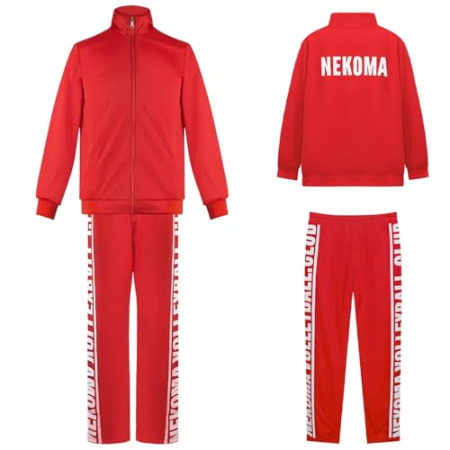 bi bi hou Haikyuu Cosplay Kostüm Jacke und Hose Nekoma High School Trikot Set Tetsurou Kuroo/Kozume Kenma Verkleidung Schuluniform Sportbekleidung Weihnachten Halloween Karneval Party Kostüm von bi bi hou