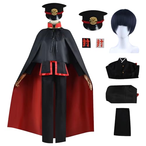 bi bi hou Hanako Kun Cosplay Kostüm Set mit Perücke Anime Toilet Bound Hanako Kun Cosplay Verkleidung Hanako Kun Outfit Halloween Karneval Party Bühnenauftritt Kostüm für Erwachsene Unisex von bi bi hou