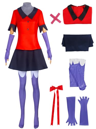 bi bi hou Hazbin Hotel Vaggie Cosplay Kostüm Set Anime Hazbin Hotel Verkleidung Vaggie Uniform Weihnachten Halloween Karneval Party Bühnenauftritt Kostüm für Erwachsene von bi bi hou