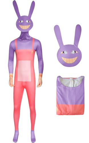 bi bi hou Herren Jax Cosplay Kostüm Set Jumpsuits und Masken Anime The Amazing Digital Circus Verkleidung Jax Cosplay Costume Halloween Karneval Party Bühnenauftritt Kostüm für Erwachsene von bi bi hou