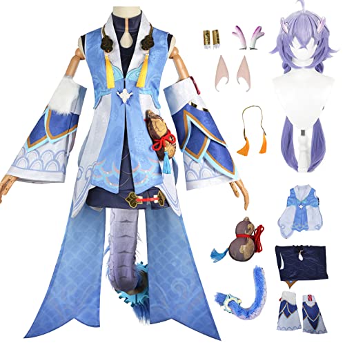 bi bi hou Honkai Star Rail Bailu Cosplay Kostüm Komplettes Set mit Perücke Star Rail Bailu Cosplay Verkleidung Bailu Uniform Halloween Karneval Party Bühnenauftritt Kostüm Erwachsene von bi bi hou