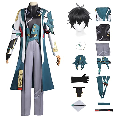 bi bi hou Honkai Star Rail Danheng Cosplay Kostüm Komplettes Set mit Perücke Star Rail Danheng Cosplay Verkleidung Dan Heng Uniform Halloween Karneval Party Bühnenauftritt Kostüm Erwachsene von bi bi hou