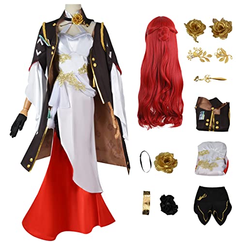 bi bi hou Honkai Star Rail Himeko Cosplay Kostüm Komplettes Set mit Perücke Star Rail Himeko Cosplay Verkleidung Himeko Uniform Halloween Karneval Party Bühnenauftritt Kostüm Erwachsene von bi bi hou