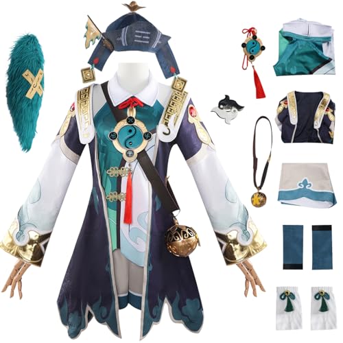 bi bi hou Honkai Star Rail HuoHuo Cosplay Kostüm Set mit Perücke und Schwanz Star Rail HuoHuo Cosplay Verkleidung HuoHuo Uniform Halloween Karneval Party Bühnenauftritt Kostüm Erwachsene von bi bi hou