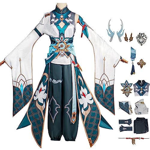 bi bi hou Honkai Star Rail Imbibitor Lunae Cosplay Kostüm Komplettes Set mit Perücke Star Rail Danheng Cosplay Verkleidung Imbibitor Lunae Uniform Halloween Karneval Party Bühnenauftritt Kostüm von bi bi hou