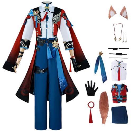 bi bi hou Honkai Star Rail Jiao Qiu Cosplay Kostüm Komplettes Set mit Perücke Star Rail Jiaoqiu Cosplay Verkleidung Jiao Qiu Uniform Halloween Karneval Party Bühnenauftritt Kostüm Erwachsene von bi bi hou