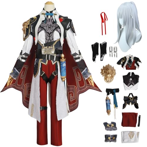 bi bi hou Honkai Star Rail Jing Yuan Cosplay Kostüm Komplettes Set mit Perücke Star Rail Jing Yuan Cosplay Verkleidung Jing Yuan Uniform Halloween Karneval Party Bühnenauftritt Kostüm Erwachsene von bi bi hou