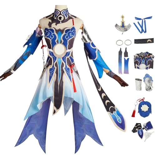 bi bi hou Honkai Star Rail Jingliu Cosplay Kostüm Komplettes Set mit Perücke Star Rail Jingliu Cosplay Verkleidung Jingliu Uniform Halloween Karneval Party Bühnenauftritt Kostüm Erwachsene von bi bi hou