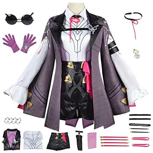 bi bi hou Honkai Star Rail Kafka Cosplay Kostüm Komplettes Set mit Perücke Star Rail Kafka Cosplay Verkleidung Kafka Uniform Halloween Karneval Party Bühnenauftritt Kostüm Erwachsene von bi bi hou