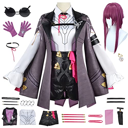 bi bi hou Honkai Star Rail Kafka Cosplay Kostüm Komplettes Set mit Perücke Star Rail Kafka Cosplay Verkleidung Kafka Uniform Halloween Karneval Party Bühnenauftritt Kostüm Erwachsene von bi bi hou