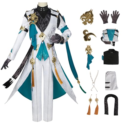 bi bi hou Honkai Star Rail Luocha Cosplay Kostüm Komplettes Set mit Perücke Star Rail Luocha Cosplay Verkleidung Luocha Uniform Halloween Karneval Party Bühnenauftritt Kostüm Erwachsene von bi bi hou