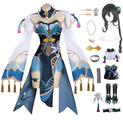 bi bi hou Honkai Star Rail Ruan MEI Cosplay Kostüm Komplettes Set mit Perücke Star Rail Ruan MEI Cosplay Verkleidung Ruan MEI Uniform Halloween Karneval Party Bühnenauftritt Kostüm Erwachsene von bi bi hou