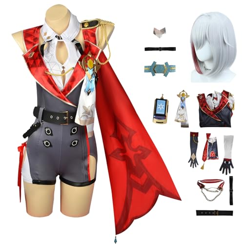 bi bi hou Honkai Star Rail Topaz Cosplay Kostüm Komplettes Set mit Perücke Star Rail Topaz Cosplay Verkleidung Topaz Uniform Halloween Karneval Party Bühnenauftritt Kostüm Erwachsene von bi bi hou