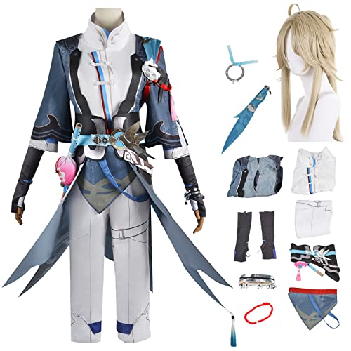 bi bi hou Honkai Star Rail Yanqing Cosplay Kostüm Komplettes Set mit Perücke Star Rail Yanqing Cosplay Verkleidung Yanqing Uniform Halloween Karneval Party Bühnenauftritt Kostüm Erwachsene von bi bi hou