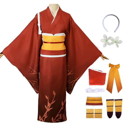 bi bi hou Izumi Kyouka Cosplay Kostüm Komplettes Set mit Perücke Anime Bungo Stray Dogs Cosplay Verkleidung Kyouka Izumi Kimono Halloween Karneval Party Bühnenauftritt Kostüm Erwachsene von bi bi hou