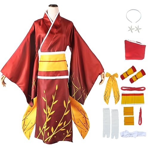 bi bi hou Izumi Kyouka Cosplay Kostüm Komplettes Set mit Perücke Anime Bungo Stray Dogs Cosplay Verkleidung Kyouka Izumi Kimono Halloween Karneval Party Bühnenauftritt Kostüm Erwachsene von bi bi hou