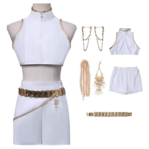 bi bi hou Rumi Cosplay Kostüm Set mit Perücke Anime Demon Hunters Verkleidung Rumi Uniform Weiß Weihnachten Halloween Karneval Party Bühnenauftritt Kostüm für Erwachsene bi bi hou Rumi Cosplay Kostüm Set mit Perücke Anime Demon Hunters Verkleidung Rumi Uniform Weiß Weihnachten Halloween Karneval Party Bühnenauftritt Kostüm für Erwachsene von bi bi hou