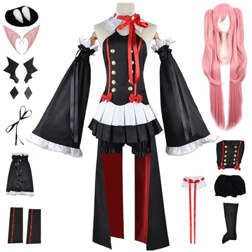 bi bi hou Krul Tepes Cosplay Kostüm Komplettes Set mit Perücke Anime Seraph of The end Cosplay Krul Verkleidung Gothic Lolita Kleid Halloween Karneval Party Bühnenauftritt Kostüm Erwachsene von bi bi hou