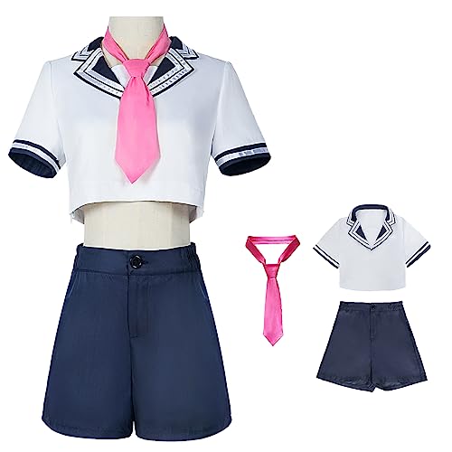 bi bi hou Kurokawa Akane Cosplay Kostüm mit Perücke Anime Oshi no Ko Cosplay Verkleidung Akane Kurokawa Cosplay JK Uniform Halloween Karneval Party Bühnenauftritt Japanisch Matrosen Kostüm von bi bi hou