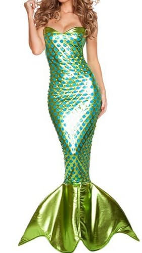 bi bi hou Meerjungfrau Prinzessin Kleid Damen Meerjungfrau Verkleidung Prinzessin Kostüm Fishtail Kleid Weihnachten Halloween Karneval Party Bühnenauftritt Kostüm für Erwachsene S-XXL von bi bi hou