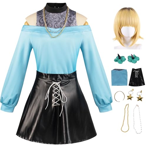 bi bi hou Mem Cho Cosplay Kostüm Komplettes Set mit Perücke Anime Oshi no Ko Cosplay Verkleidung Mem Cho Cosplay Uniform Halloween Karneval Party Bühnenauftritt Kostüm Erwachsene von bi bi hou