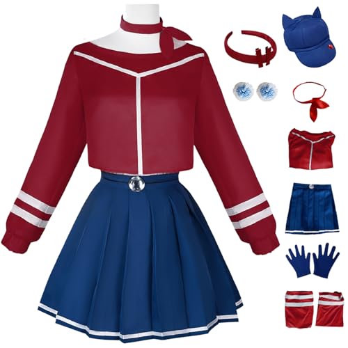 bi bi hou MiSide Mita Cosplay Kostüm Set mit Perücke Hut MiSide Verkleidung Cappy Mita Cosplay JK Uniform Weihnachtstag Halloween Karneval Party Bühnenauftritt Kostüm Erwachsene von bi bi hou