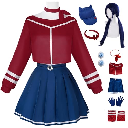 bi bi hou MiSide Mita Cosplay Kostüm Set mit Perücke Hut MiSide Verkleidung Cappy Mita Cosplay JK Uniform Weihnachtstag Halloween Karneval Party Bühnenauftritt Kostüm Erwachsene von bi bi hou