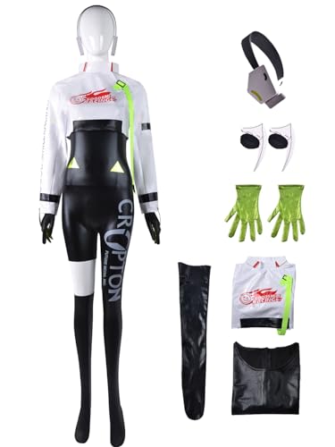 bi bi hou Miku Cosplay Kostüm Set mit Perücke Kopfhörer Anime H'atsune Miku Verkleidung Rennfahrer Uniform Weihnachten Halloween Karneval Party Bühnenauftritt Kostüm Erwachsene von bi bi hou