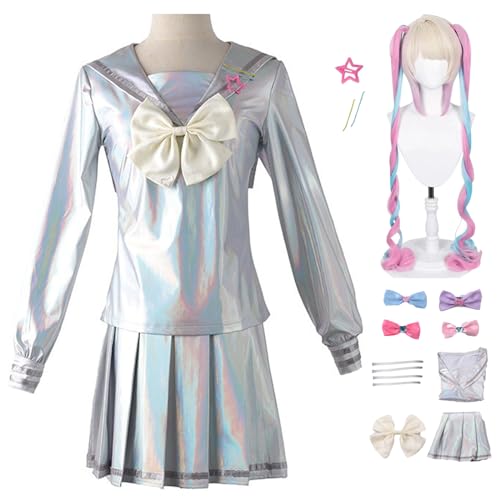 bi bi hou Needy Girl Overdose Cosplay Kostüm Komplettes Set mit Perücke Spiel Charakter Kangel Cosplay Verkleidung Ame Chan JK Uniform Halloween Karneval Party Kostüm Erwachsene von bi bi hou