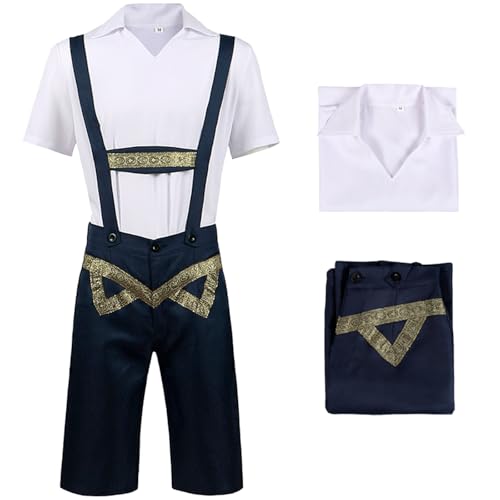 bi bi hou Oktoberfest Herren Outfit Trachten Set 2 Teilig Trachtenhemd Trachtenhose Bayerisches Kostüm Halloween Karneval Volksfest Party Bühnenauftritt Bayern Kostüm von bi bi hou