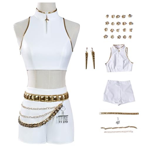 bi bi hou Rumi Cosplay Kostüm Set Anime Demon Hunters Verkleidung Rumi Uniform Weiß Weihnachten Halloween Karneval Party Bühnenauftritt Kostüm für Erwachsene bi bi hou Rumi Cosplay Kostüm Set Anime Demon Hunters Verkleidung Rumi Uniform Weiß Weihnachten Halloween Karneval Party Bühnenauftritt Kostüm für Erwachsene von bi bi hou