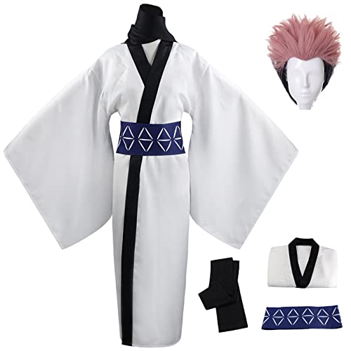 bi bi hou Ryomen Sukuna Cosplay Kostüm Komplettes Set mit Perücke Anime Jujutsu Kaisen Cosplay Verkleidung Ryomen Sukuna Cosplay Kimono Halloween Karneval Party Kostüm Erwachsene von bi bi hou