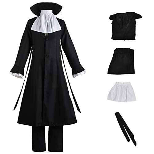 bi bi hou Ryunosuke Akutagawa Cosplay Kostüm Komplettes Set mit Perücke Anime Bungo Stray Dogs Cosplay Verkleidung Akutagawa Uniform Halloween Karneval Party Bühnenauftritt Kostüm Erwachsene von bi bi hou