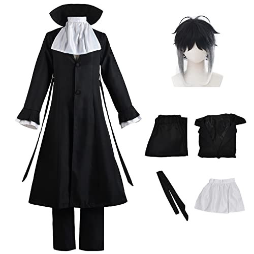 bi bi hou Ryunosuke Akutagawa Cosplay Kostüm Komplettes Set mit Perücke Anime Bungo Stray Dogs Cosplay Verkleidung Akutagawa Uniform Halloween Karneval Party Bühnenauftritt Kostüm Erwachsene von bi bi hou