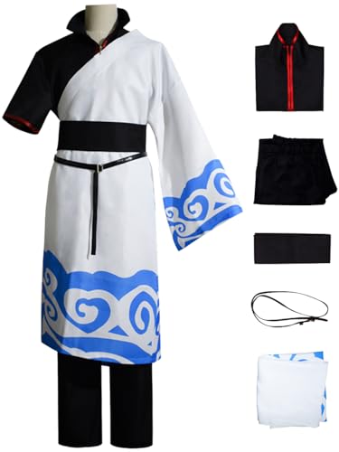 bi bi hou Sakata Gintoki Cosplay Kostüm Set Anime Gintama Verkleidung Gintoki Sakata Outfit Weihnachten Halloween Karneval Party Bühnenauftritt Kostüm Erwachsene von bi bi hou