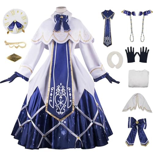 bi bi hou Snow Miku Cosplay Kostüm Set mit Perücke Anime H'atsune Miku Verkleidung Lolita Kleid Weihnachten Halloween Karneval Party Bühnenauftritt Kostüm Erwachsene von bi bi hou