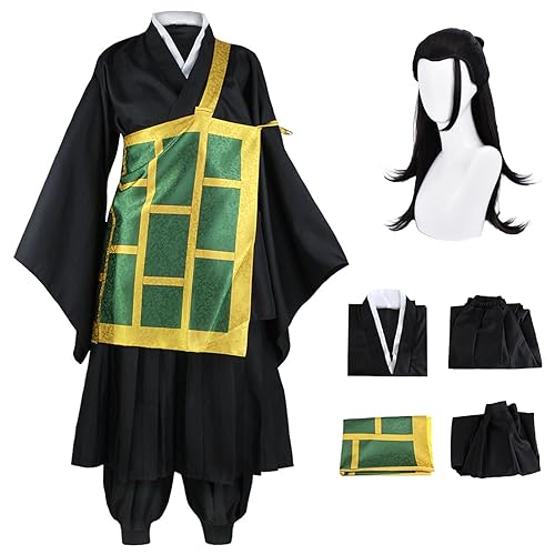 bi bi hou Suguru Geto Cosplay Kostüm Komplettes Set mit Perücke Anime Jujutsu Kaisen Cosplay Verkleidung Geto Suguru Cosplay Uniform Halloween Karneval Party Kostüm Erwachsene von bi bi hou