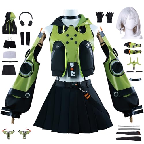 bi bi hou Zenless Zone Zero Anby Cosplay Kostüm Komplettes Set mit Perücke Zenless Zone Zero Cosplay Verkleidung Anby Demara Uniform Halloween Karneval Party Bühnenauftritt Kostüm Erwachsene von bi bi hou