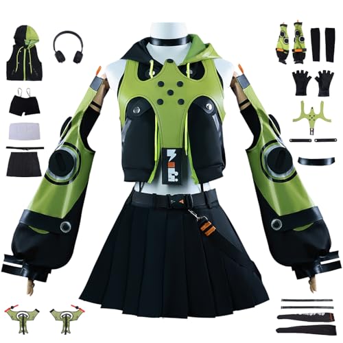 bi bi hou Zenless Zone Zero Anby Cosplay Kostüm Komplettes Set mit Perücke Zenless Zone Zero Cosplay Verkleidung Anby Demara Uniform Halloween Karneval Party Bühnenauftritt Kostüm Erwachsene von bi bi hou