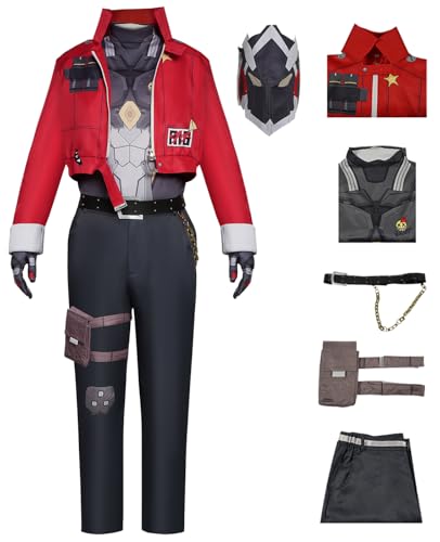 bi bi hou Zenless Zone Zero Billy Cosplay Kostüm Komplettes Set mit Masken Zenless Zone Zero Cosplay Verkleidung Billy The Kid Uniform Halloween Karneval Party Bühnenauftritt Kostüm Erwachsene von bi bi hou