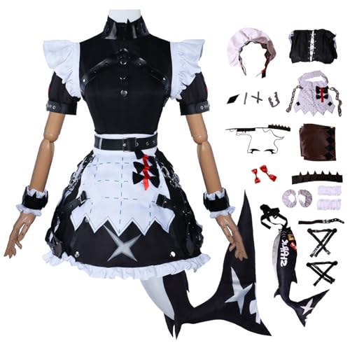 bi bi hou Zenless Zone Zero Ellen Cosplay Kostüm mit Perücke und Schwanz Zenless Zone Zero Cosplay Verkleidung Ellen Joe Uniform Halloween Karneval Party Bühnenauftritt Kostüm Erwachsene von bi bi hou