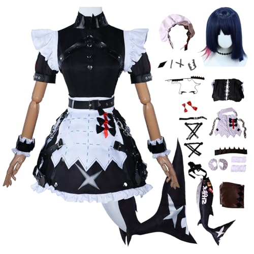 bi bi hou Zenless Zone Zero Ellen Cosplay Kostüm mit Perücke und Schwanz Zenless Zone Zero Cosplay Verkleidung Ellen Joe Uniform Halloween Karneval Party Bühnenauftritt Kostüm Erwachsene von bi bi hou