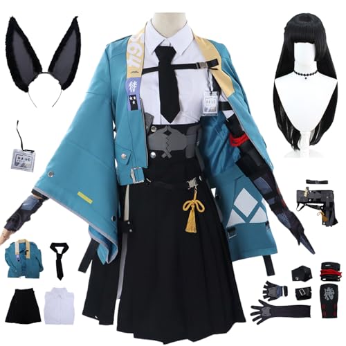 bi bi hou Zenless Zone Zero Hoshimi Miyabi Cosplay Kostüm mit Perücke Zenless Zone Zero Cosplay Verkleidung Miyabi Hoshimi Uniform Halloween Karneval Party Bühnenauftritt Kostüm Erwachsene von bi bi hou