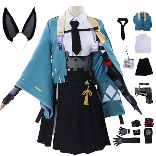 bi bi hou Zenless Zone Zero Hoshimi Miyabi Cosplay Kostüm mit Perücke Zenless Zone Zero Cosplay Verkleidung Miyabi Hoshimi Uniform Halloween Karneval Party Bühnenauftritt Kostüm Erwachsene von bi bi hou