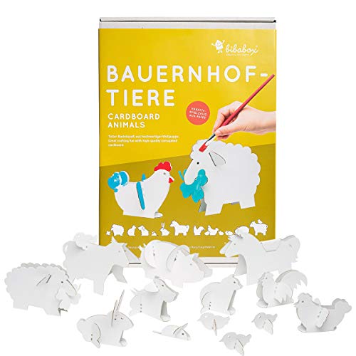 bibabox - Die Bauernhoftiere zum Basteln und Anmalen – Nachhaltiges Spielzeug und Bastelset Kinder, die Bauernhoftiere für Kinder, tolles Geschenk Mädchen und Jungen von bibabox